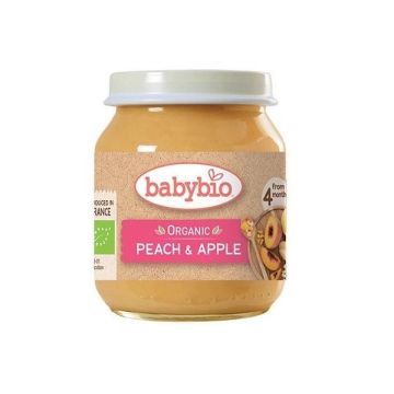 Babybio Плодово пюре праскови и ябълки за деца 4+ месеца х130 гр