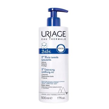 Uriage Bebe 1er Успокояващо почистващо душ-олио за бебета и деца, за суха кожа, склонна към атопии x500 мл