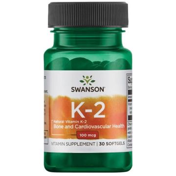 Витамин K-2 Високоефективен Натурален 100 мкг х30 софтгел капсули Swanson