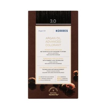 Korres Argan Oil Безамонячна боя за коса с арганово масло, цвят 3.0