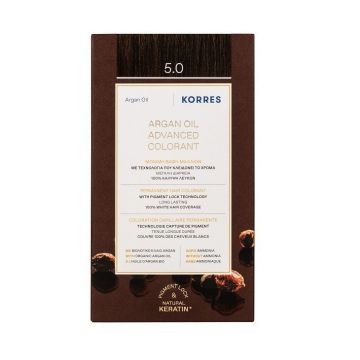 Korres Argan Oil Безамонячна боя за коса с арганово масло, цвят 5.0