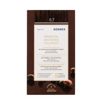 Korres Argan Oil Безамонячна боя за коса с арганово масло, цвят 5.7