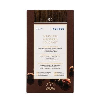 Korres Argan Oil Безамонячна боя за коса с арганово масло, цвят 6.0