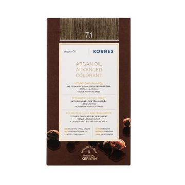 Korres Argan Oil Безамонячна боя за коса с арганово масло, цвят 7.1