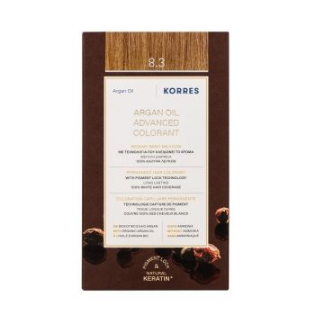 Korres Argan Oil Безамонячна боя за коса с арганово масло, цвят 8.3