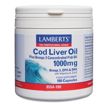 Масло от черен дроб на треска 1000mg х180 капсули Lamberts