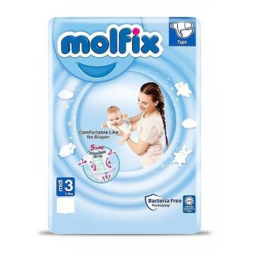Molfix 3 Midi Пелени за бебета от 4 до 9 килограма x68 броя