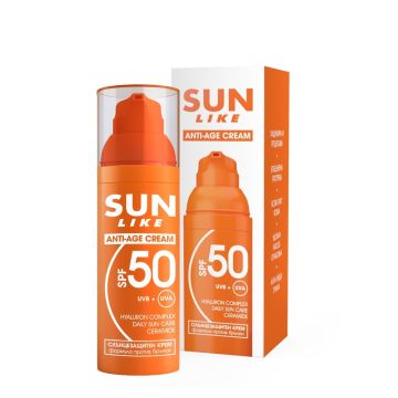 Sun Like Anti-Age Слънцезащитен крем за лице против бръчки SPF50 х50 мл