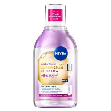 Nivea Luminous Skin Glow Мицеларна вода със серум за сияйна кожа х400 мл