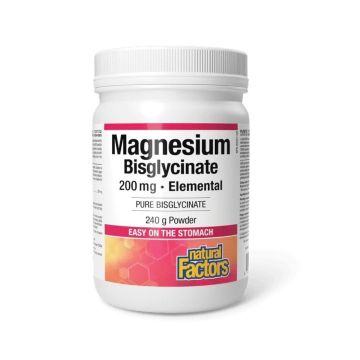 Магнезий бисглицинат 200 mg Pure, прах х240 грама Natural Factors