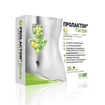 Пролактон гастро Пробиотик + Пребиотик + Ензимен Комплекс за баланс на чревната микрофлора х30 капсули Agetis
