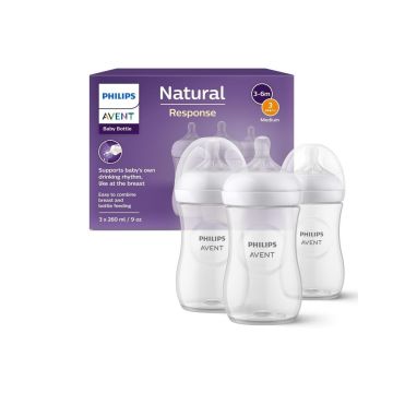 Avent Natural Response Комплект шишета за хранене от 3 до 6 месеца x260 мл,  Поток 3