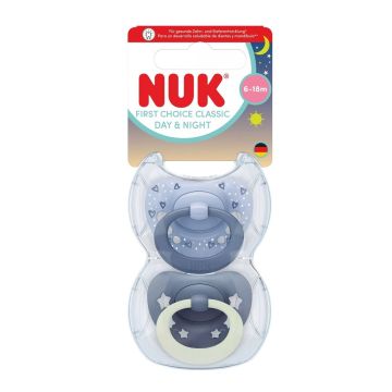 Nuk First Choice Day & Night Силиконова залъгалка от 6 до 18 месеца х2 броя