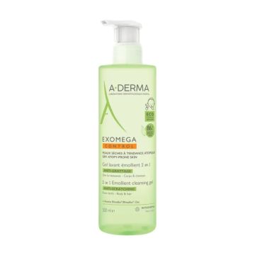 A-Derma Exomega Control Емолиентен почистващ гел 2 в 1 за бебета и деца x500 мл