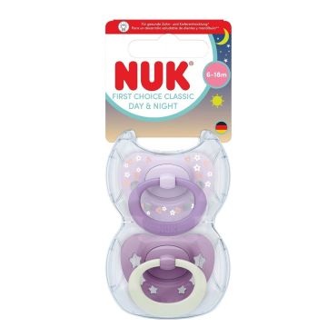 Nuk First Choice Day & Night Силиконова залъгалка от 6 до 18 месеца х2 броя