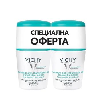 Vichy Промо комплект 48-часов Рол-он дезодорант против интензивно изпотяване 2x50 мл