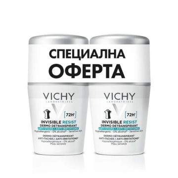 Vichy Kомплект Invisible Resist 72H Рол-он дезодорант против изпотяване за жени 2х50 мл