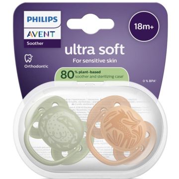 Avent Ultra Soft Залъгалка за деца от 6 до 18 месеца х2 броя, птица/катерица