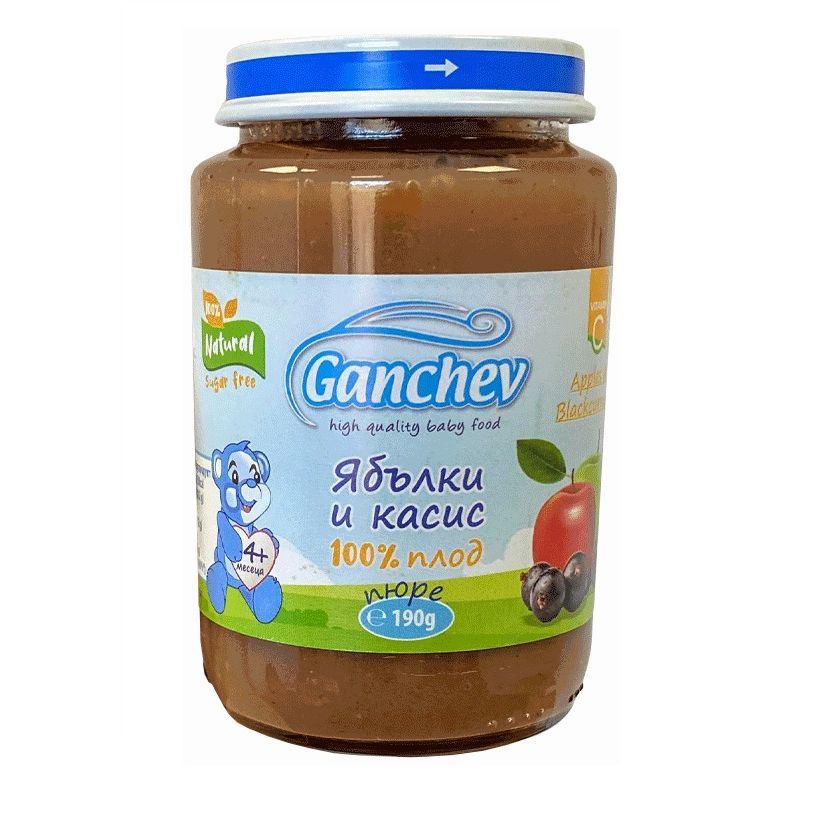 Ganchev Пюре от ябълки и касис за деца над 4 месеца x190 грама