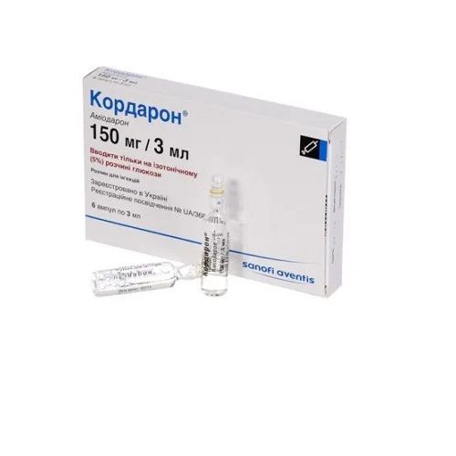 Кордарон 150 mg / 3 ml инжекционен разтвор Sanofi