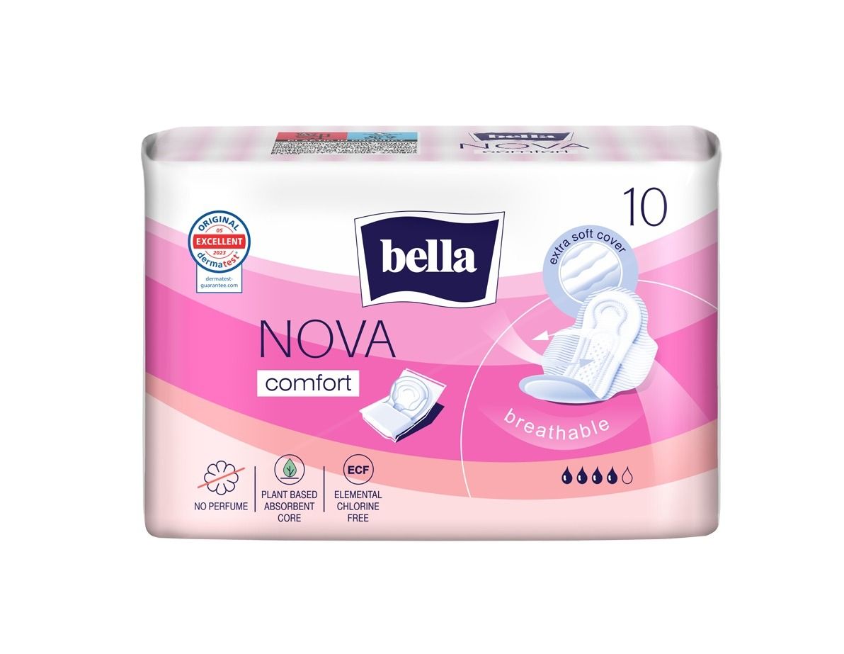 Bella Nova Comfort Дамски памучни превръзки с крилца, без аромат x10 броя