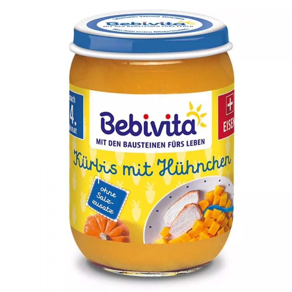 Bebivita Пюре с тиква, пилешко и ябълка за деца над 4 месеца x190 грама