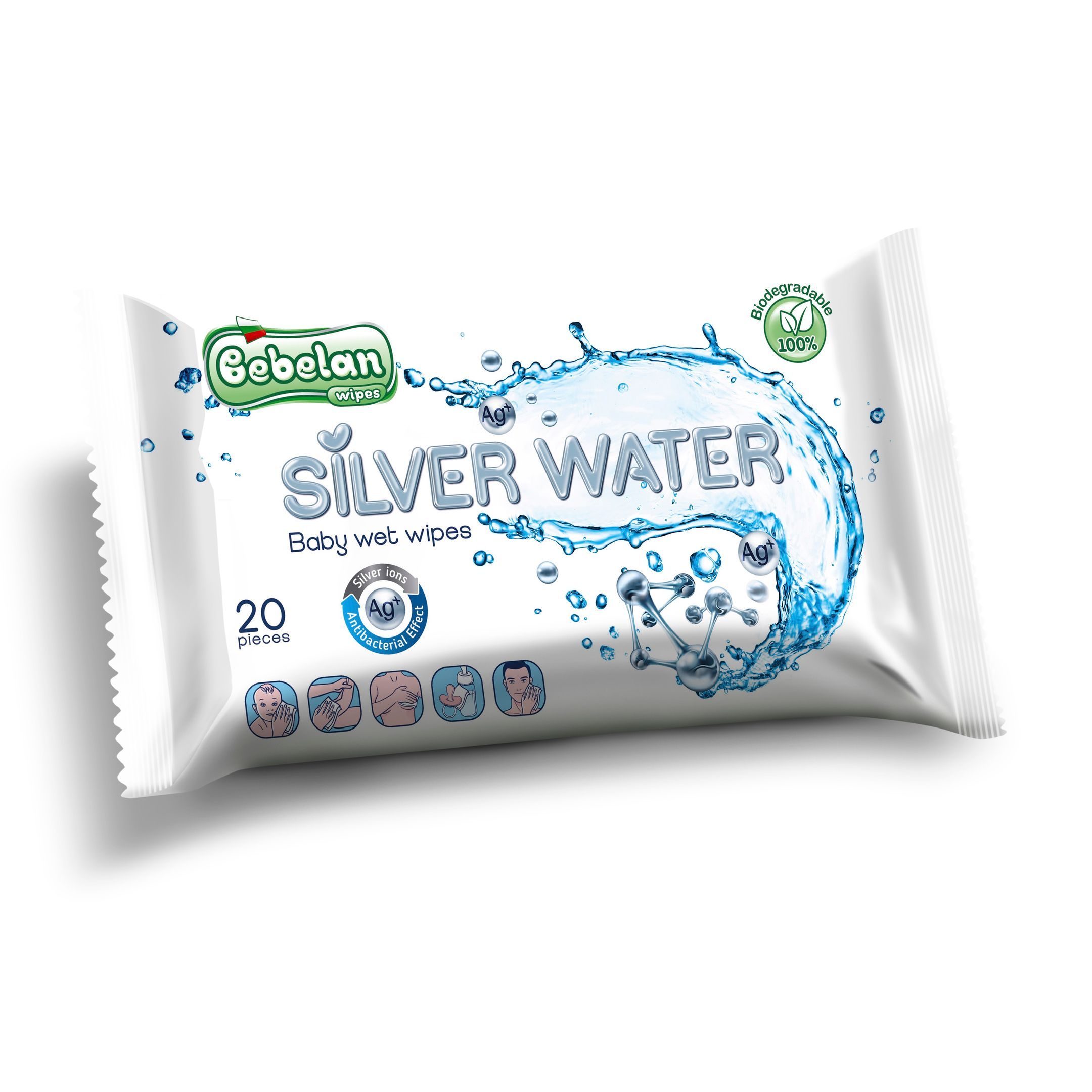Bebelan Silver Water Мокри кърпи със сребърна вода x20 броя
