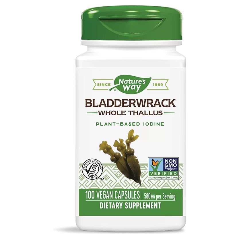 Bladderwrack Кафяви водорасли (Фукус) за щитовидната жлеза 580 мл х100 капсули Nature's Way