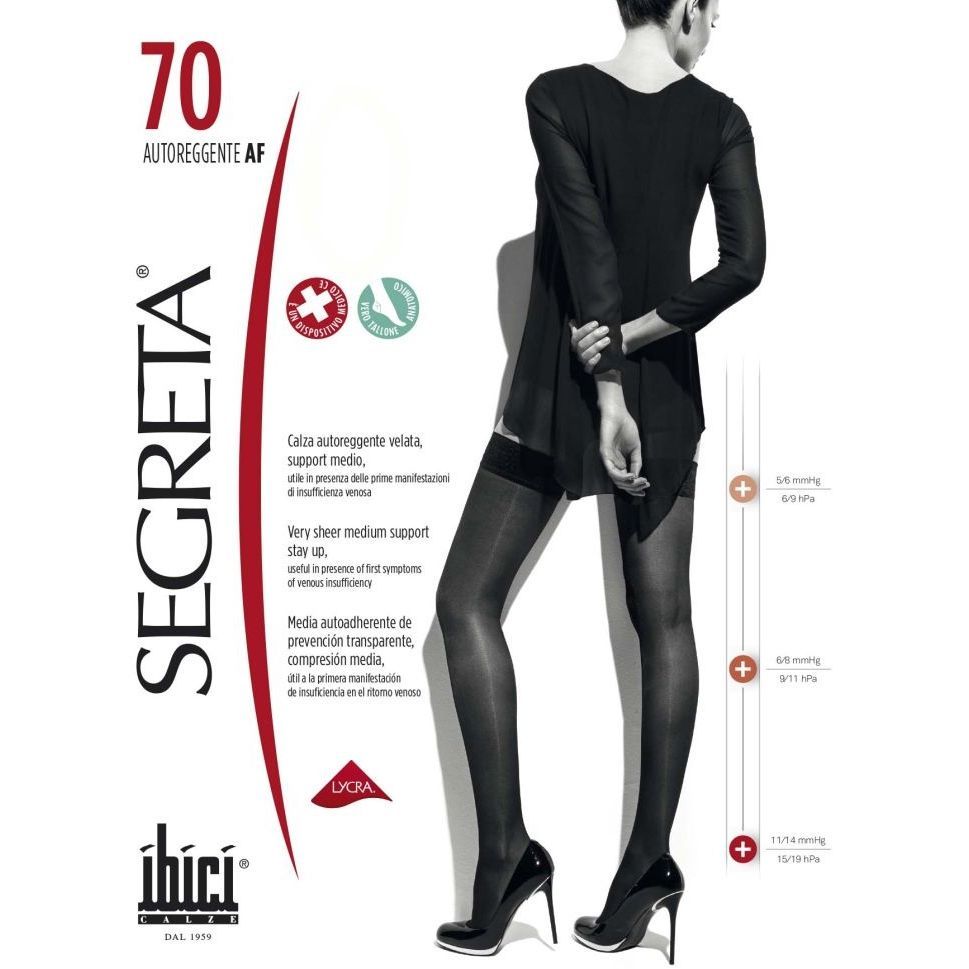 Segreta 70 Силиконови дамски чорапи със средна компресия, цвят Nero, размер 3 х1 чифт