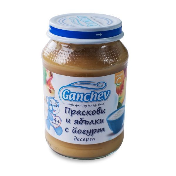 Ganchev Десерт праскови и ябълки с йогурт за бебета и деца от 4 месечна възраст х190 грама