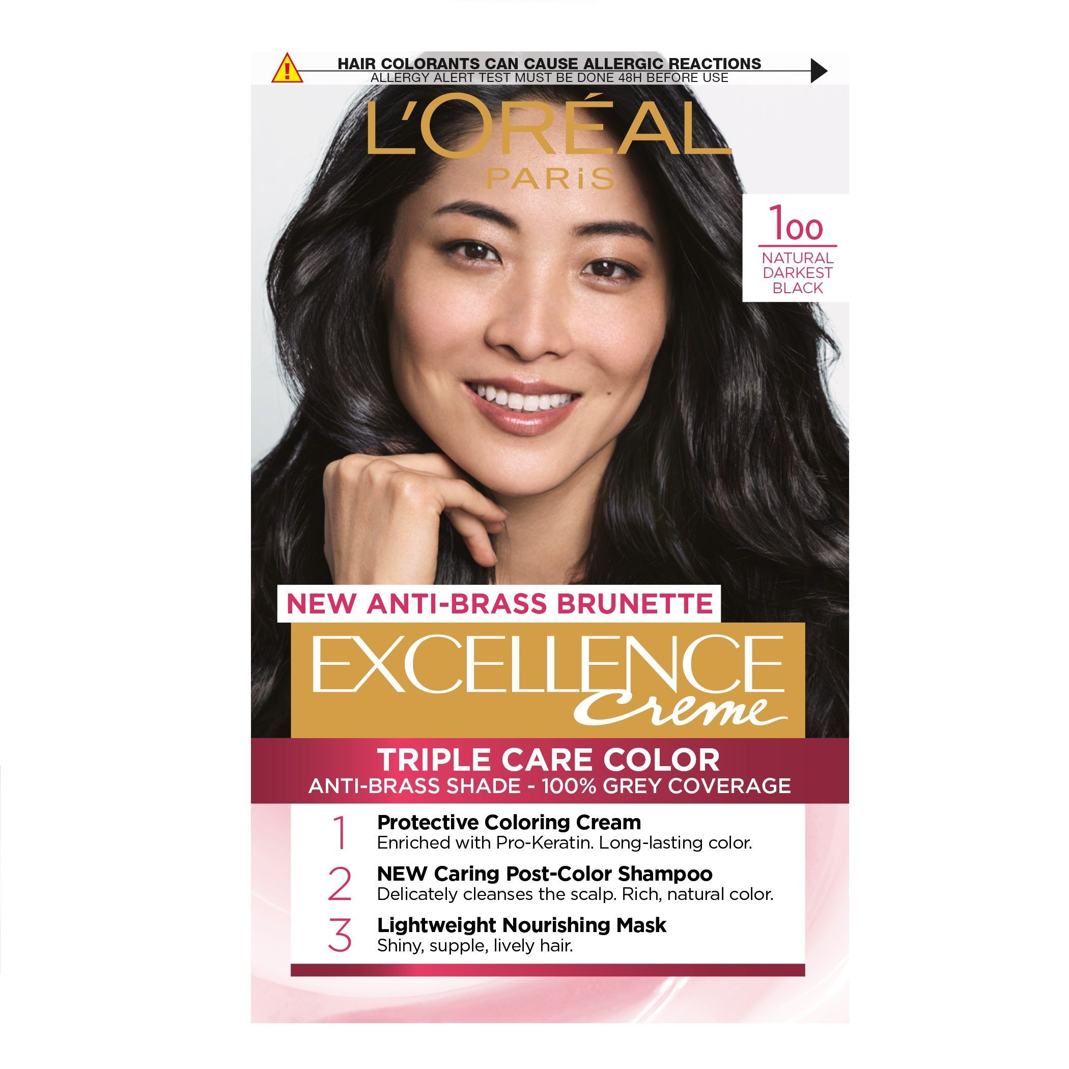 Loreal Paris Excellence Creme Боя за коса, 1 Natural Darkest Black