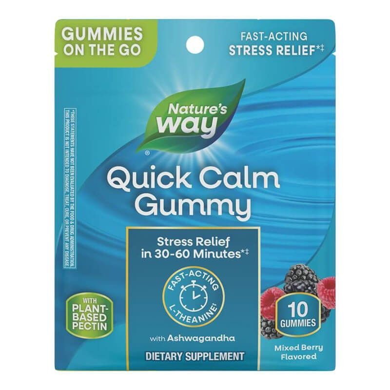 Quick Calm Ашваганда и L-Теанин, с плодов вкус х10 желирани таблетки Nature’s Way