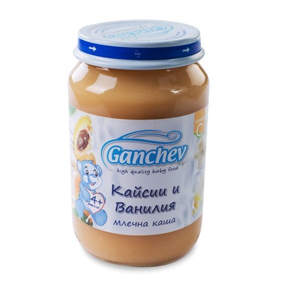 Ganchev Млечна каша кайсии и ванилия за бебета и деца над 4 месечна възраст х190 грама