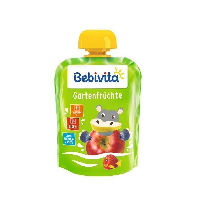 Bebivita Забавна плодова закуска Плодове с желязо за деца над 12 месеца х90 грама
