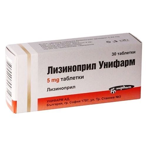 Лизинопрнл Унифарм 5 mg х30 таблетки