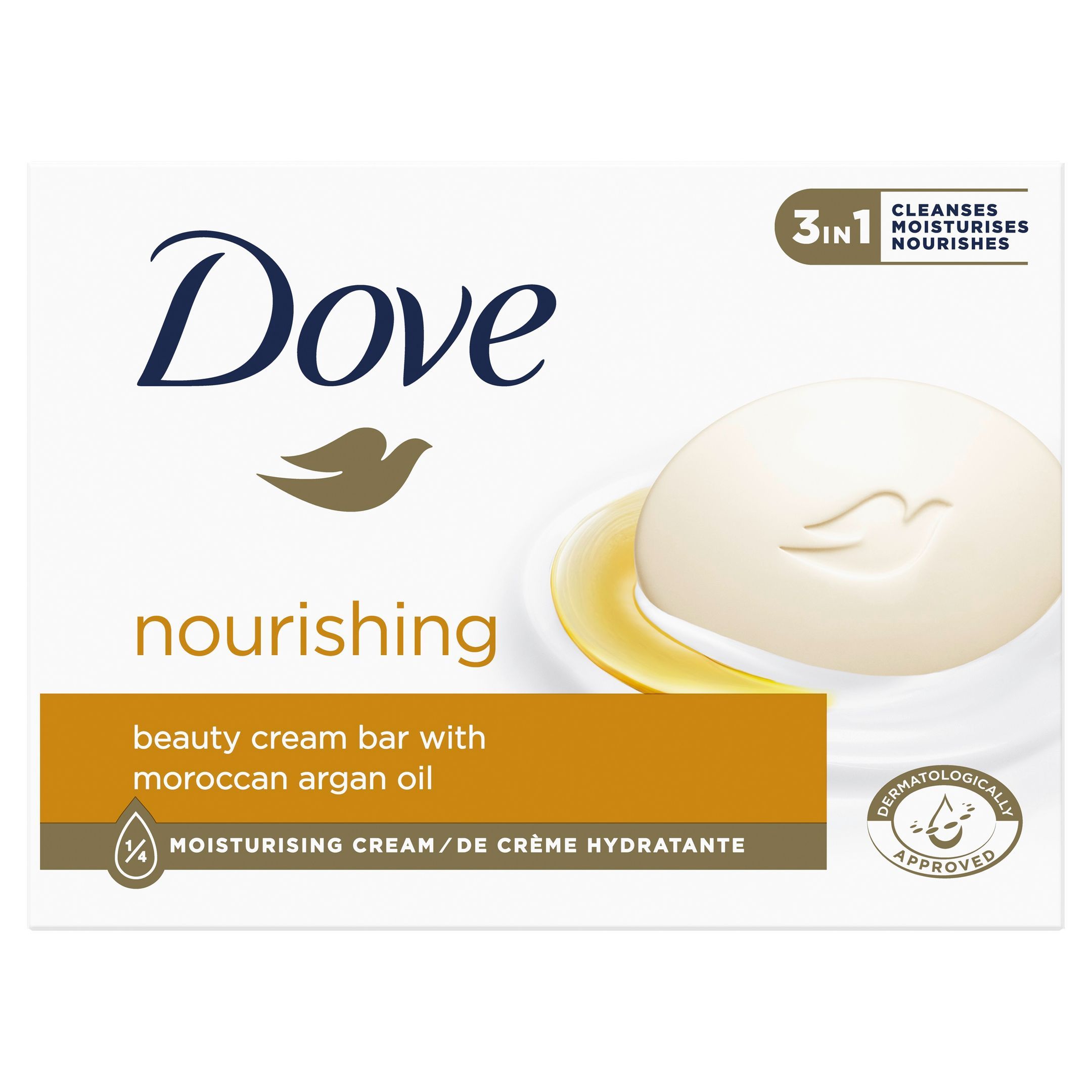 Dove Nourishing Крем-сапун за лице, тяло и ръце с мароканско арганово масло x90 грама