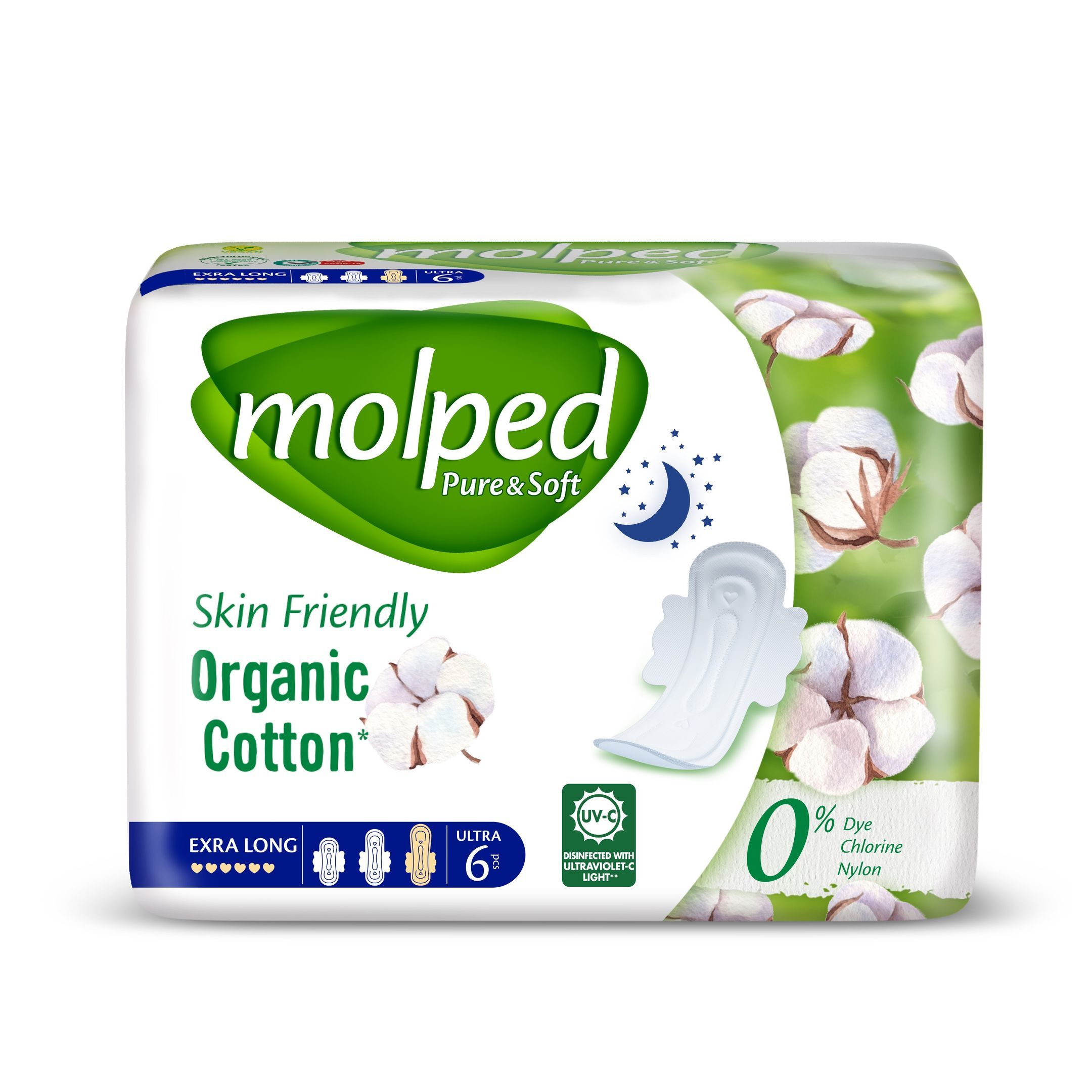 Molped Pure & Soft Extra Long Дамски превръзки x6 броя