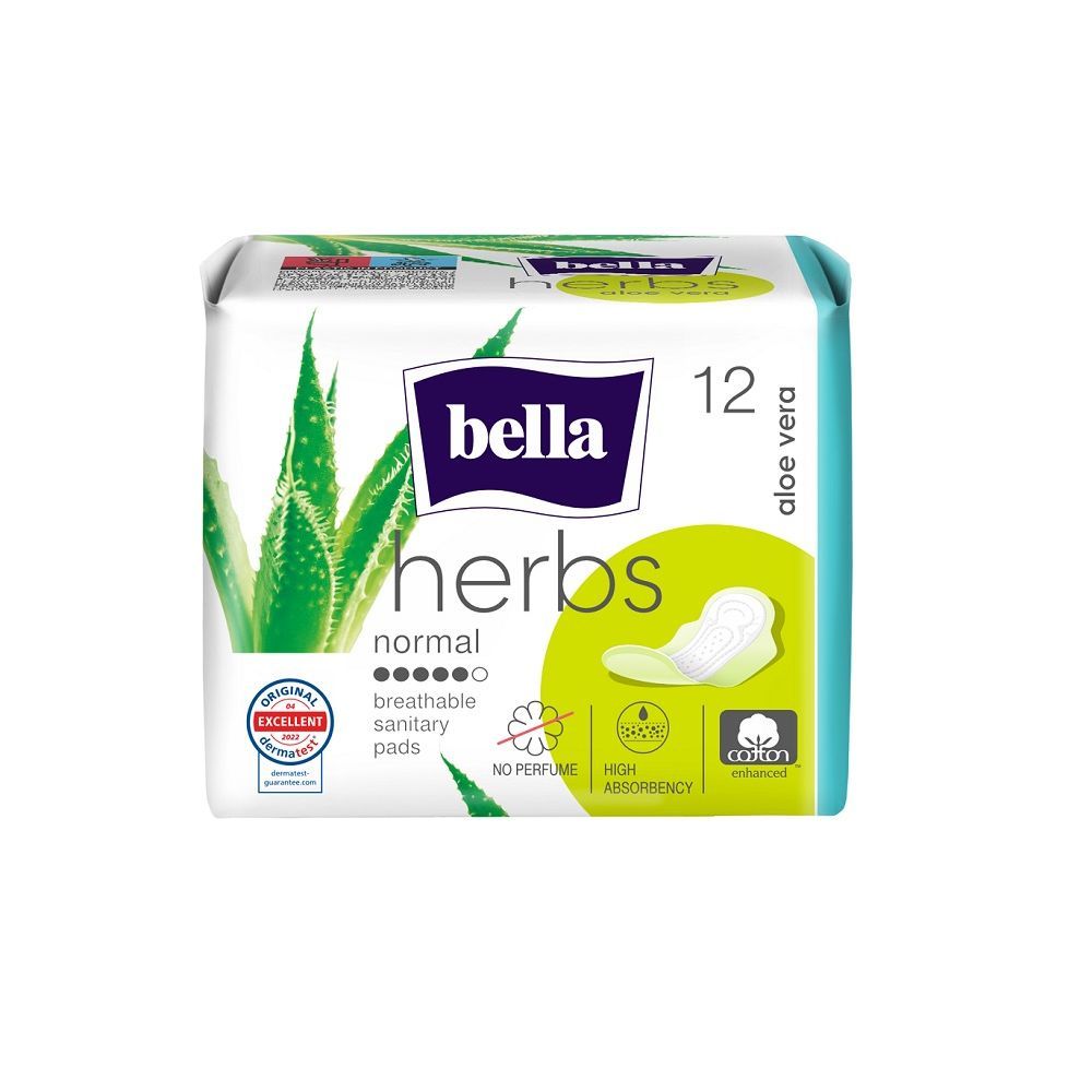 Bella Herbs Aloe Normal Дамски превръзки с крилца с екстракт от алое вера х12 броя
