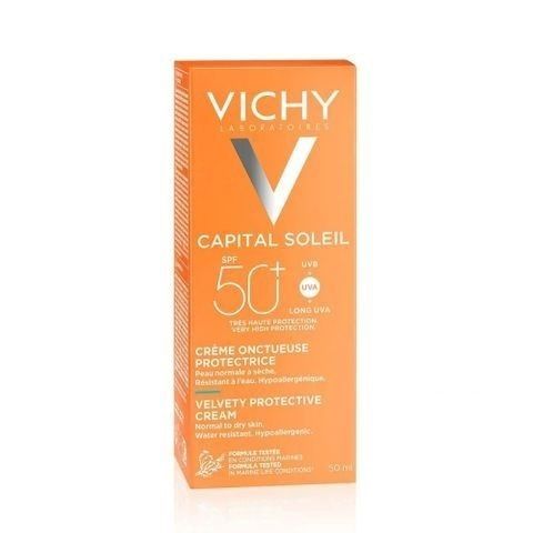 Vichy Capital Soleil Кадифен слънцезащитен крем за лице за нормална и суха кожа SPF50+ x50 мл