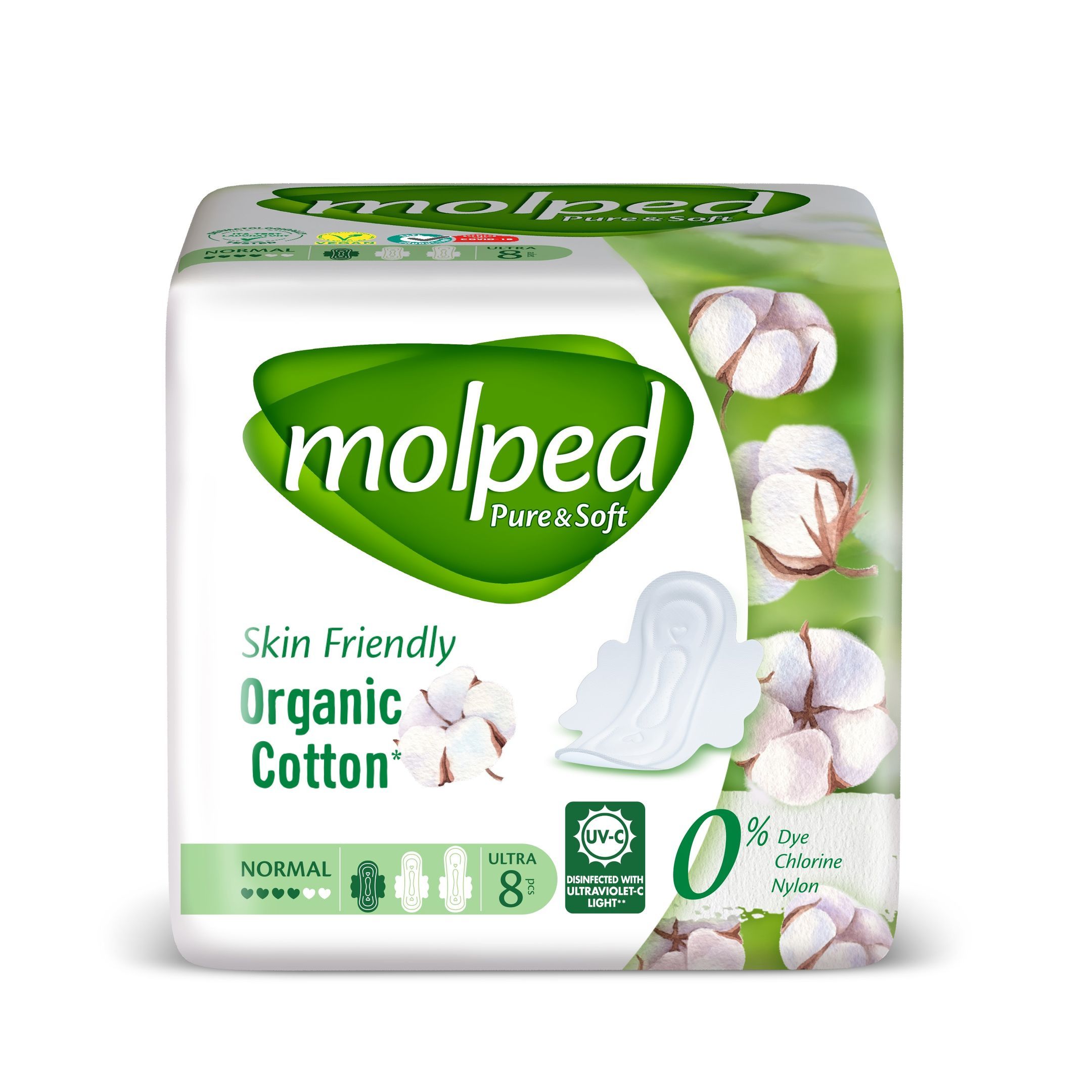 Molped Pure & Soft Normal Дамски превръзки x8 броя