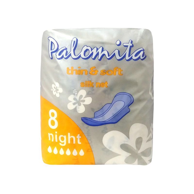 Palomita Thin & Soft Нощни дамски превръзки с копринено покритие х8 броя