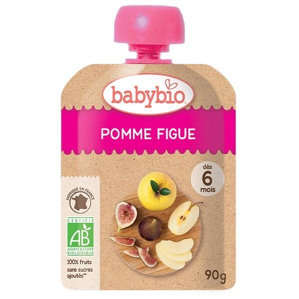 Babybio Био плодов мус с ябълки и смокини за деца над 6 месеца x 90 грама
