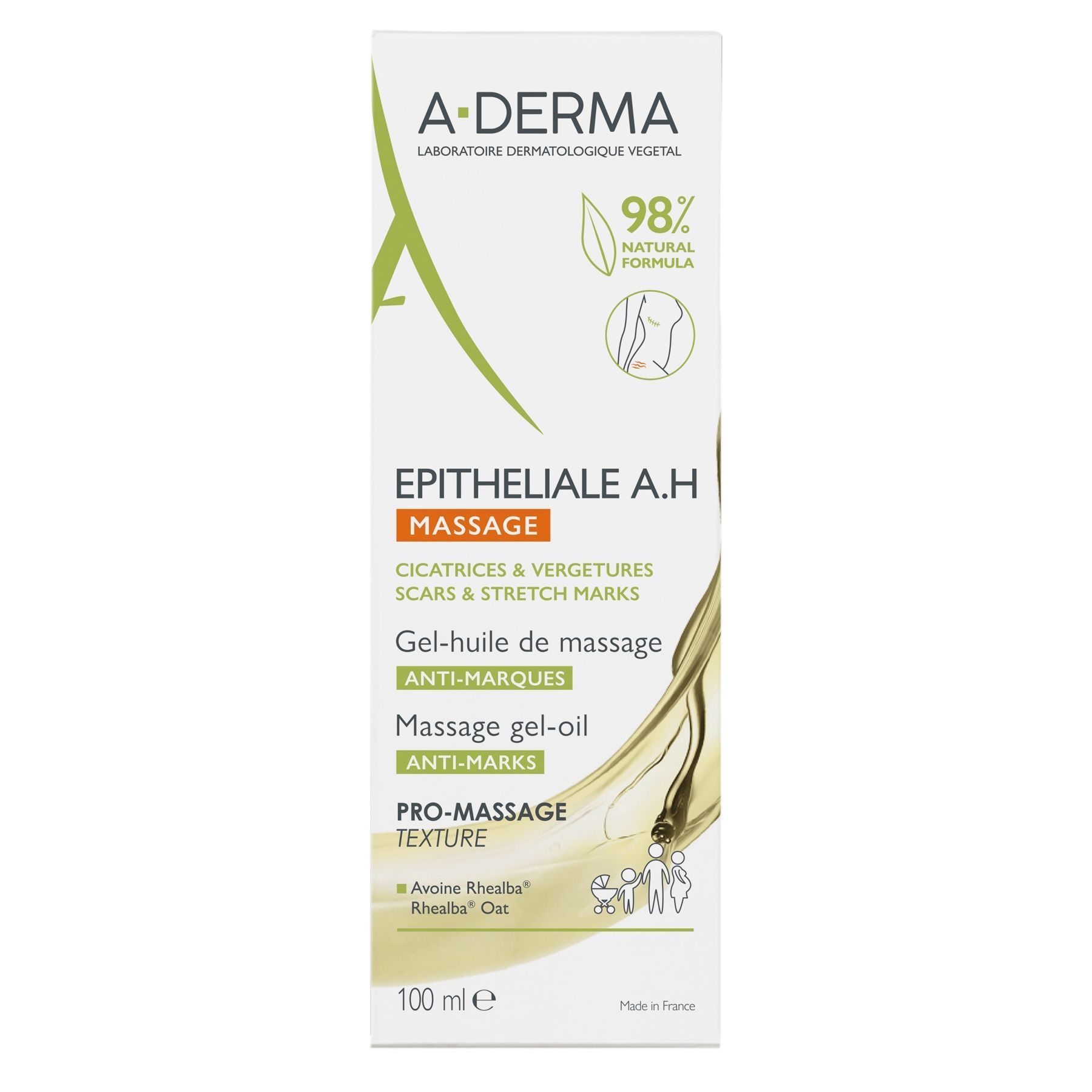 A-Derma Epitheliale А.Н. Масажно гел-олио за белези и стрии x100 мл