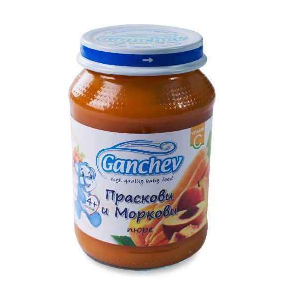 Ganchev Пюре праскови и моркови за бебета и деца от 4 месечна възраст х190 грама