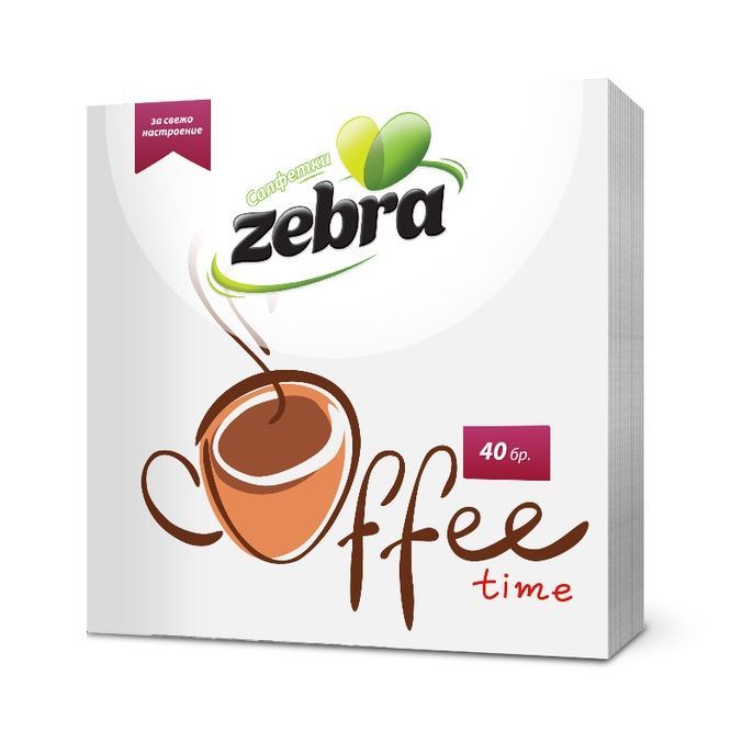 Zebra Еднопластови салфетки x40 броя, Coffee