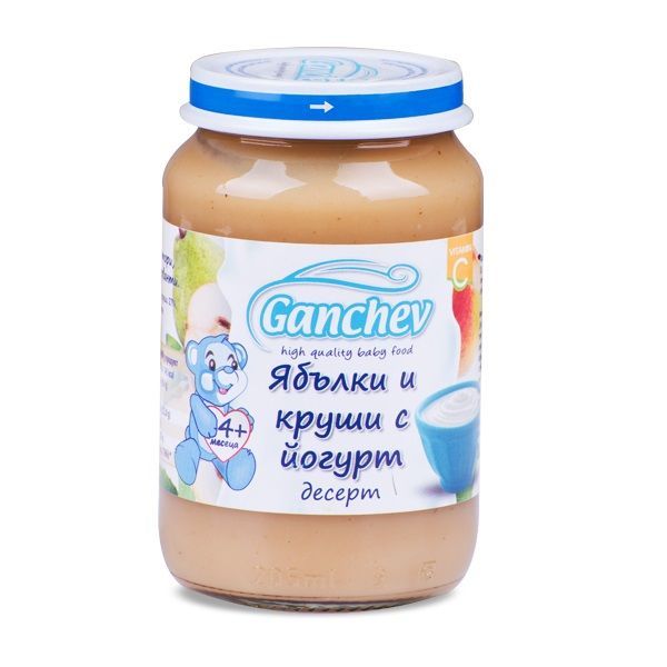 Ganchev Десерт ябълки и круши с йогурт за бебета и деца от 4 месечна възраст х190 грама