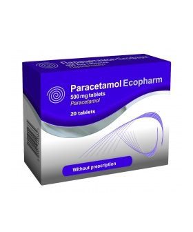 Парацетамол при болка и висока температура 500 мг х20 таблетки Ecopharm