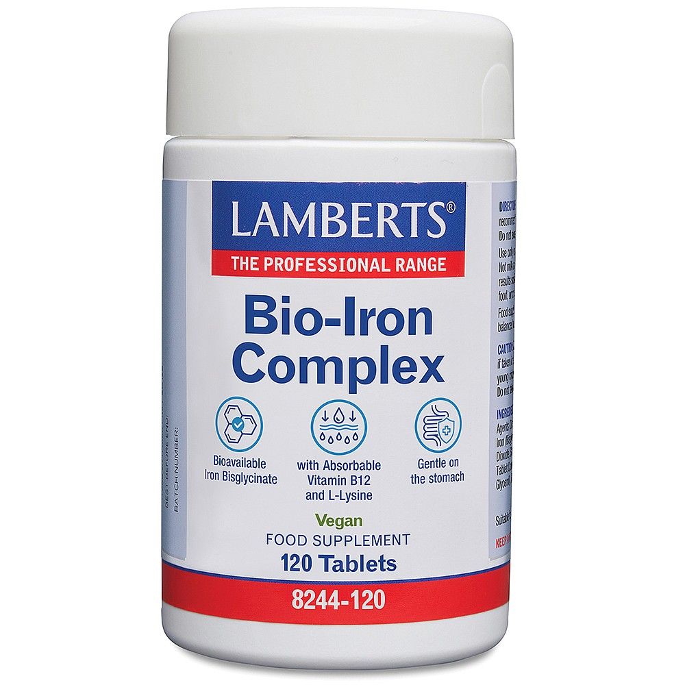 Bio-Iron Complex Желязо с Витамин В12 и Л-лизин х120 таблетки Lamberts