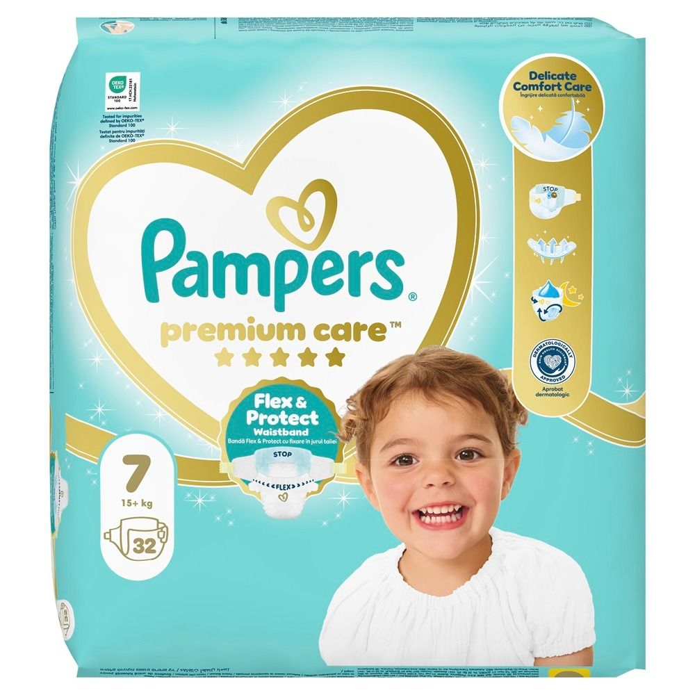 Pampers Premium Care 7 Пелени за деца над 15 кг х32 броя