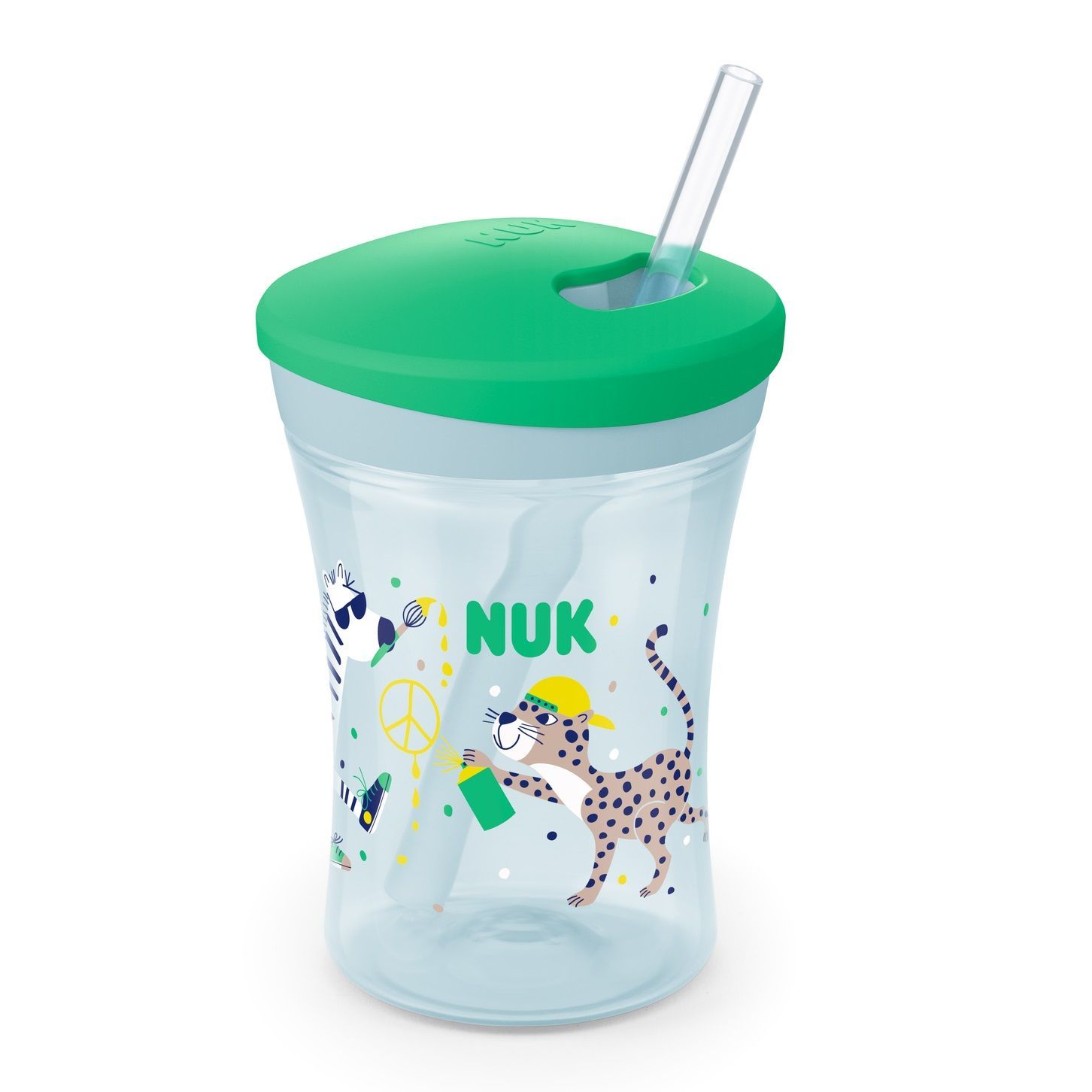 Nuk Evolution Action Cup Неразливаща чаша със сламка за деца над 12 месеца x230 мл, Green